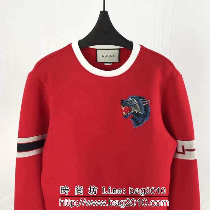 GUCCI古馳 18ss秋冬新款 胸口G家狼頭圖案 太空棉衛衣 情侶款 ydi1405